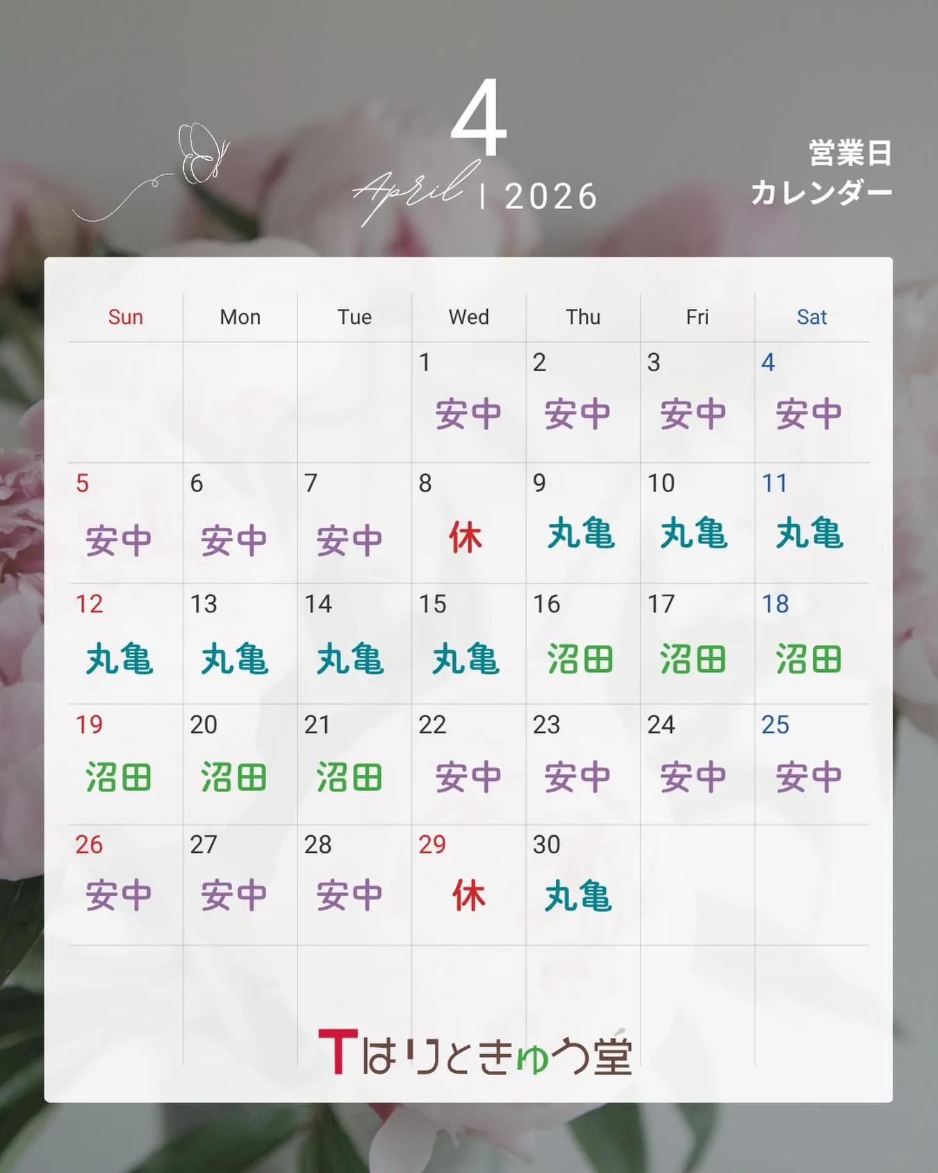 4月の予定です！